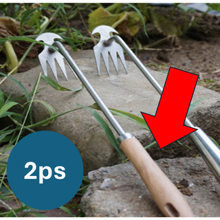 리빙아울렛 잡초제거 나무 손잡이 호미, 2개