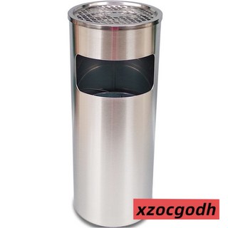 不銹鋼酒店大堂垃圾桶煙蒂柱滅煙桶帶煙灰缸室外吸煙區電梯口立式, 圓形不銹鋼加厚25*61（帶內桶）, 1個