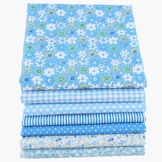 바느질용 코튼 프린트 천 패치워크용 퀼팅 원단 핸드메이드 액세서리 티슈 DIY 7 PCs/세트, 01 50x50cm, 01 50g, 04 Blue