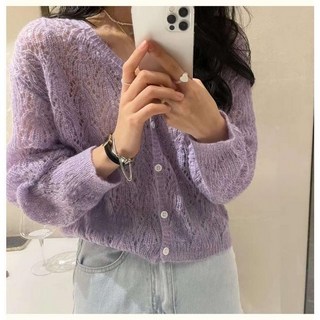 COSYEVNO 여성 춘하 모헤어 크롭 니트 가디건 루즈핏 TZKbkzzks-4
