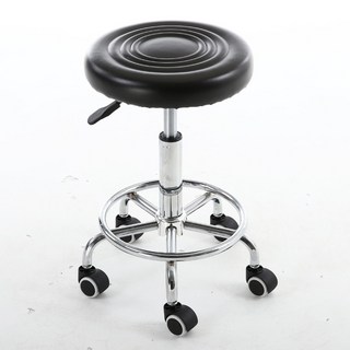 升降調節軟座吧台椅 圓形高腳吧椅 家用酒吧理髮凳 舒適實用 商用結實耐用 多場景適用, 1個, 墨綠色 哈腳輪款=紅色, 墨綠色 哈腳輪款=紅色