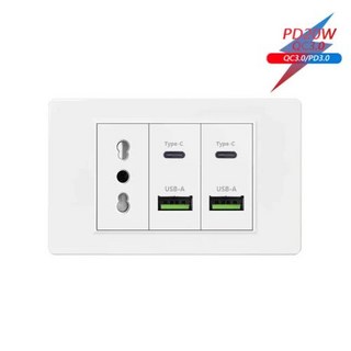 AI 원격 제어 스마트 플러그 콘센트 타이머 콘센트 모니터링 플러그 이탈리아 칠레 표준 USB 20W 고속 듀얼 벽 플라스틱 패널 조명 스위치, 1개, 16) Italy 2 AC 20W