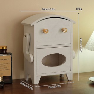 원목티슈박스 테이블 수납 서랍 거실 호텔 레스토랑 스마일 로봇, 둥근머리 서랍 티슈 케이스 화이트, 1개, 둥근머리 서랍 종이함 화이트