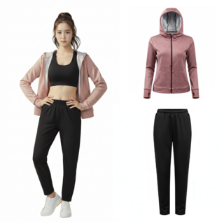 BYMSPORT NEW 다이어트 여성 땀복 후드 상하의 세트