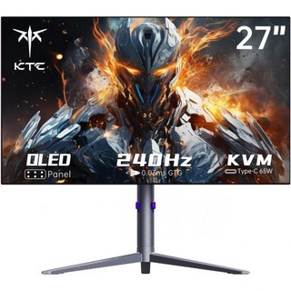 KTC 27인치 QHD 컴퓨터 모니터 2K 100Hz IPS 게이밍 1440P 프레임리스 눈 보호 PC 사무용 HDMIDP 지원 FreeSync 및 G-Sync HDR10 VE, 27-inch, 2K OLED 240Hz, silver, 1개