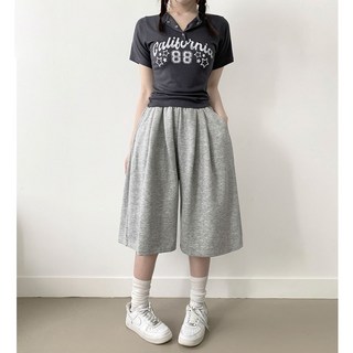 부기샵 키르 밴딩 핀턱 주름 와이드 밴딩 반바지 버뮤다팬츠