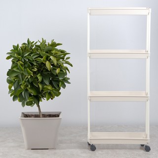 미란다 이동식 바퀴 틈새선반 4단(좁은것), 1개, 아이보리