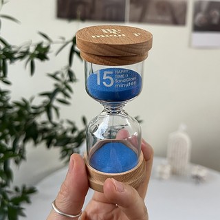 [강화유리]멋픽 1분 3분 5분 10분 15분 30분 45분 한시간 양치 모래시계, 우드 무지개 블루