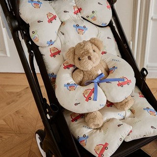 돗투돗 퓨어코튼 사계절 양면 유모차시트 라이너 목쿠션 세트, 1세트, 붕붕카(라이너+목쿠션)