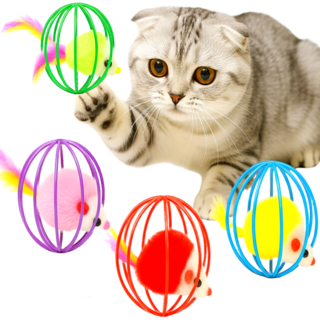 스마일플로우 본능 폭발 쥐돌이 긴 꼬리 공 고양이 최애 장난감, 4개, 랜덤