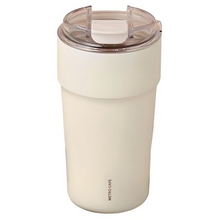 LocknLock 樂扣樂扣 Metro Cafe陶瓷塗層杯, 1個, 象牙白(香草拿鐵), 500ml