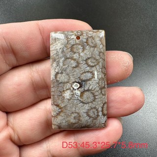 珊瑚玉菊花石吊墜 D53 全透光 尺寸：45.3*25.7*5.8mm 天然玉石 菊花石紋