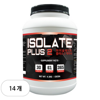 아이솔레이트 플러스2 WPH 게이너 헬스보충제, 4kg, 14개