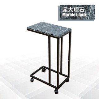 鐵物局 台灣製造附輪床邊桌 筆電桌 客廳小茶几 多功能沙發邊桌, 【深大理石】邊桌<超取限一組>