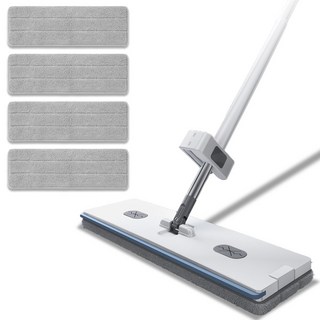 아뜰라임화이트 노터치 슬라이드 밀대걸레 + 극세사 패드 4장 세트, 1세트