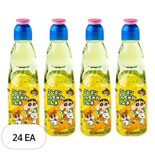 하타라무네 크레용신짱 파인애플향 라무네 탄산음료, 200ml, 24개