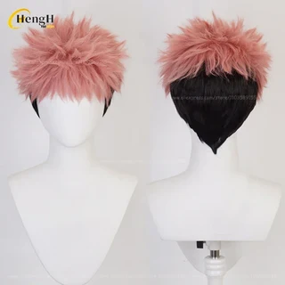 이타도리 유지 합성 애니메이션 숏 30cm 믹스 컬러 코스프레 가발 내열 헤어 할로윈 파티 가발 + 무료 가발, 03 Wig Only