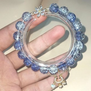 手工DIY串珠手鏈材料包 10mm藍色爆花琉璃珠 散珠DIY手鏈項鏈半成品 學生閨蜜古風珠子, 1個, 10mm楊玉環色琉璃珠,小鎖配件