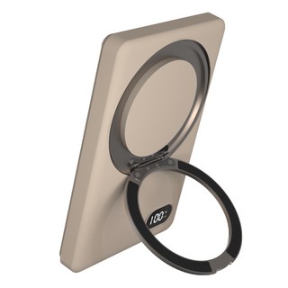 【ＷH 3C】台中18H快速出貨 行動電源 5000mAh 磁吸 無線充電 帶支架 行充 充電寶 可上飛機, 可可奶