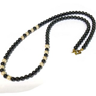 黑膽石圓珠白色珍珠圓珠6mm