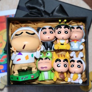 蠟筆小新GK Q版睡衣造型手辦模型 桌面車載擺件 生日禮物, 隨機1只,【禮袋裝】送奈米無痕膠貼, 1個
