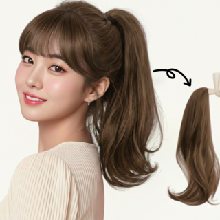 SEVOREN 좋은 머릿결 포니테일 집게가발 똥머리 가발, 1개, 라이트 브라운