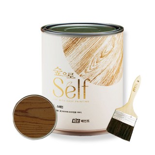 KCC 숲으로셀프 스테인 친환경 수성 오일스테인 + 붓세트, 1개, 1L, 호두나무색