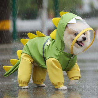 쿠머스 완전방수 강아지 사우르스 우비, 그린, 1개