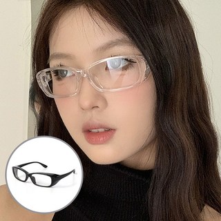 1+1 안전 오염 방지 안경 뿔테 눈 보호 안전고글 비말 차단 데일리 보안경, 1세트, 검정+투명