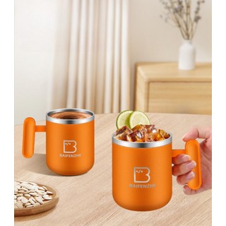 304 스테인레스 자동 믹서 전기 보온 보냉 쉬운청소 충전식 손잡이 셰이커 컵 믹서컵, 1개, 12세대 오렌지 400ml 쿼드코어
