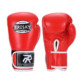 FRISKY FIGHTER 白色拳擊手套，透氣耐磨，高密度泡棉保護，舒適貼合, 1套, 紅色