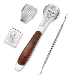 쿠쿠스토어 발각질 제거기 발뒤꿈치 굳은살 페디큐어 면도기 도구 스테인리스 스틸 손잡이 10개 블레이드, 03 Set-B