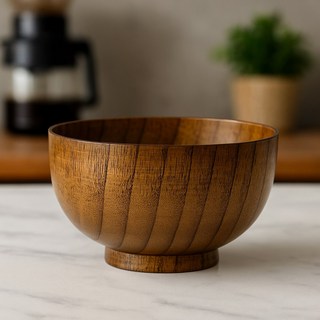 산조목 원목 국그릇 감성 우드볼 홈카페 나무식기 주방 인테리어 그릇, 1개, 브라운