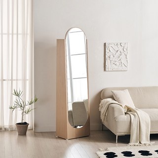 삼익가구 로들리 라운드 수납 전신 거울, 오크