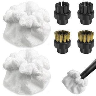 6개 스팀 청소기 액세서리 스팀 청소기 원형 브러시 검정색 구리 브러시 삼각형 브러시용 천 커버 마이크로파이버 천 Dupray 호환 스팀 청소기 마이크로파이버 교체용 천