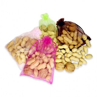 정월대보름 부럼 망사주머니 피땅콩50g + 호두2알 견과류, 20세트, 60g