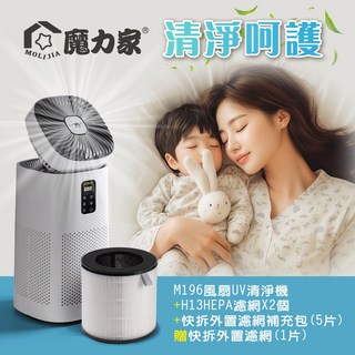 魔力家 M196 智動UV抑菌風扇循環空氣清淨機, 超值組, BY010096