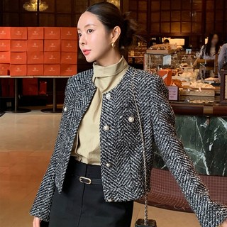 【法式復古顯瘦】小香風外套 粗花呢外套 短外套 女裝外套 春季外套 韓版chic 氣質名媛風 早春通勤約會 百搭顯瘦