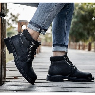 SINCAKE防水高筒安全鞋 牛皮時尚透氣安全鞋 鋼頭鞋 防砸防刺穿鋼頭鞋 減震舒適耐磨透氣工作鞋 工業安全鞋 813, 813-黑色, 1個