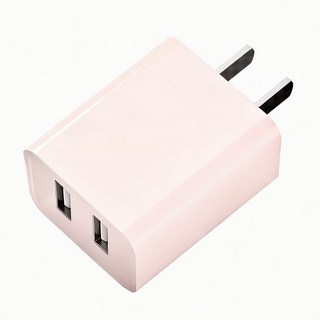 5V2A USB雙口充電頭/豆腐頭, 蜜桃粉, 1個