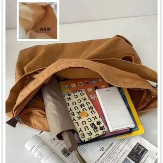 斜挎包郵差包帆布包，2025秋新季日系加厚結實男士復古工具包, 復古斜挎包棕色+內襯