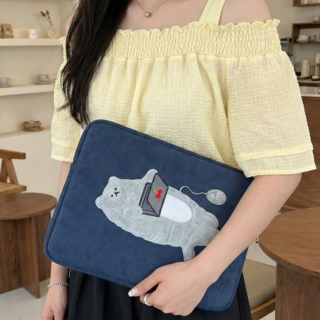 웨이백홈 14인치 16인치 노트북 파우치, 1개, 네이비 고양이