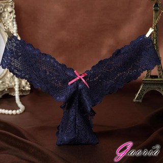 【Gaoria】以愛誓言 露臀蕾絲超低腰丁字褲 無痕鏤空蕾絲丁字褲 無痕丁字褲 歐美丁字褲 T褲, 藏藍