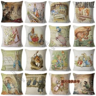 可愛卡通彼得兔坐墊 棉麻印花枕頭套 抱枕套 沙發床上用品套枕