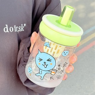 超萌烏薩奇水杯高顔值ins小衆大容量女生吸管塑料杯可愛兒童杯子 OKMV, 白色 400ML,高顏值單杯, 1個