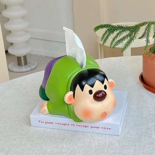 卡通蠟筆胖虎紙巾盒可愛客廳家用高級餐桌桌面擺件衛生紙盒, 【原創定製】胖虎丨紙巾盒