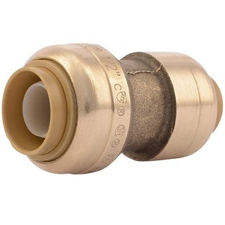 SharkBite 2.5cm(1인치) x 1.9cm(3/4인치) 리듀싱 커플링 푸시 투 커넥트 황동 배관 피팅 PEX 파이프 구리 CPVC PE-RT HDPE U0