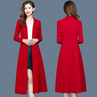 FANSYLI 빅사이즈 봄여름 캐주얼 트렌치자켓 트렌디 정장 트렌치코트 여자 하객 코트 프리미엄 통근 상의 롱 슬림 오피스 재킷 X2403M19