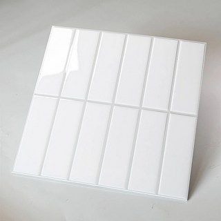 픽랩마켓 젤리지타일 컬러 주방 젤타일 포세린, 유광 3D 화이트 그레이 라인 JLAP-14 (5매입)