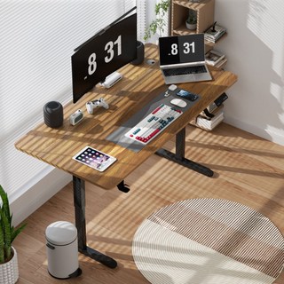 Fahomiss 전동 모션데스크 높이조절 스탠딩 책상 공부 사무용 컴퓨터책상, 월넛